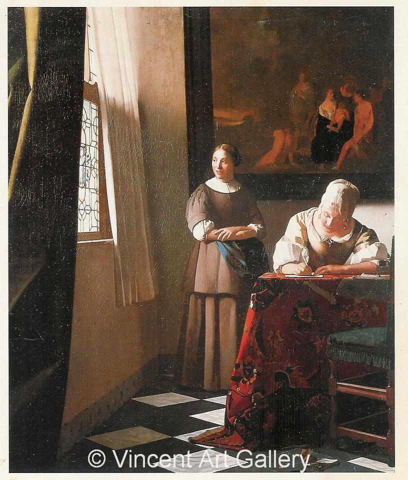A1049, VERMEER, Lady writing a Letter with her Maid